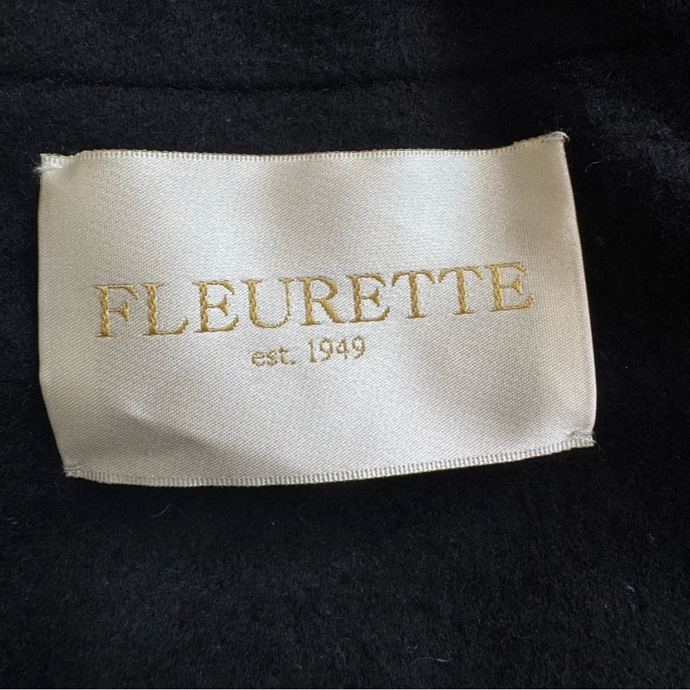 Loro Piana Fleurette Black Wool Double Breasted Coat Genuine Fox Fur Trim Sz 22 - Picture 6 of 17